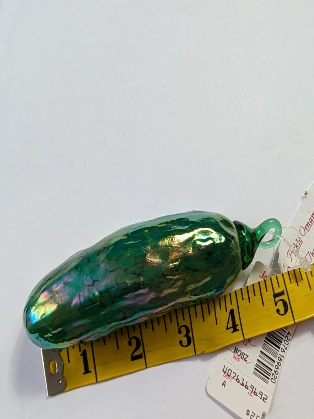 Blown Glass Green Pickle Christmas Ornament
